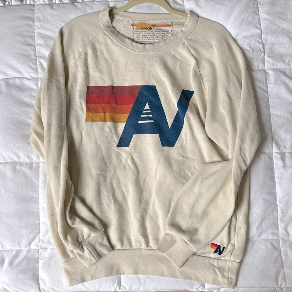 Vintage Aviator Nation Butter Yellow Crewneck Sweatshirt size M